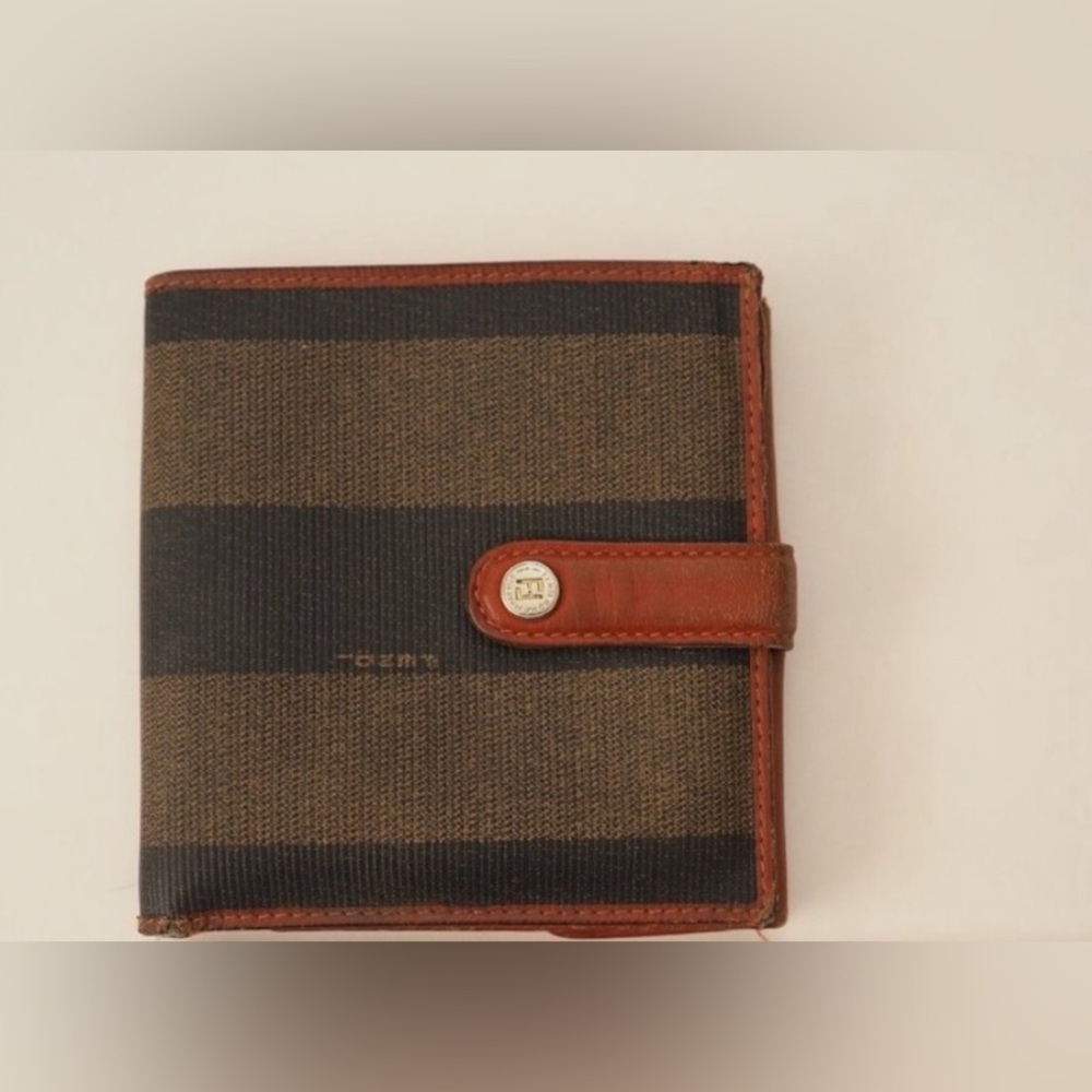 Fendi Pequin Stripe Bifold Wallet Vintage 1980s EUC
